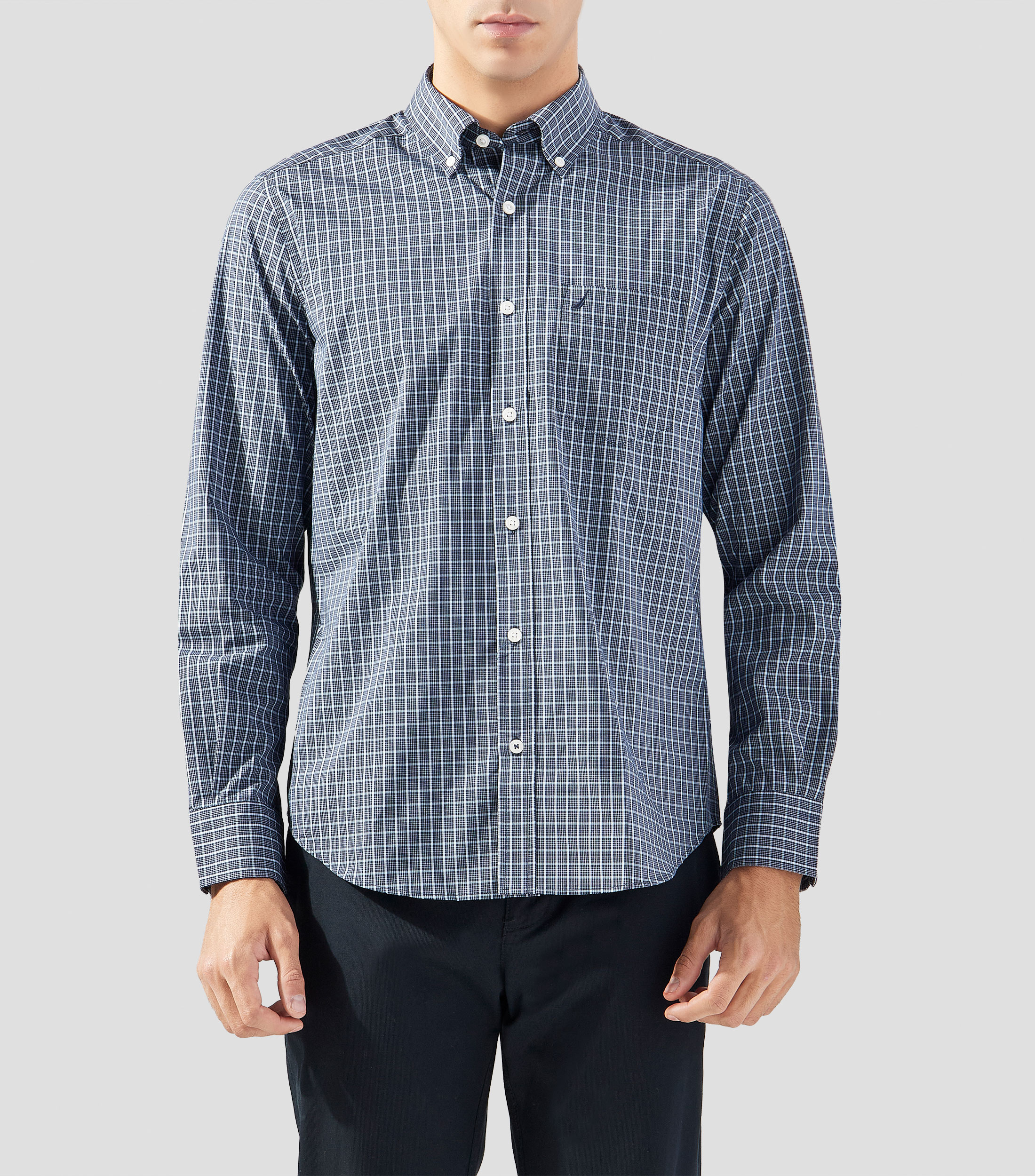Camisa de cuadros con manga larga Hombre